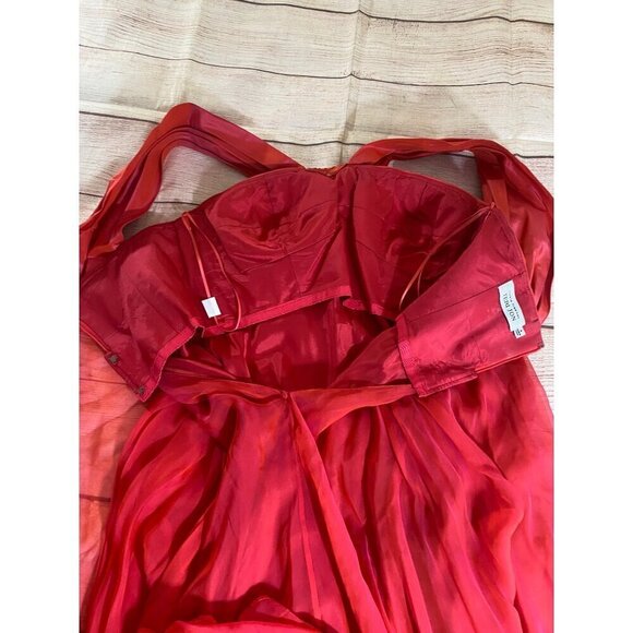 Teri Jon By Ricki Freeman Women's Red Silk Cocktail Dress - 8 - Picture 14 of 16